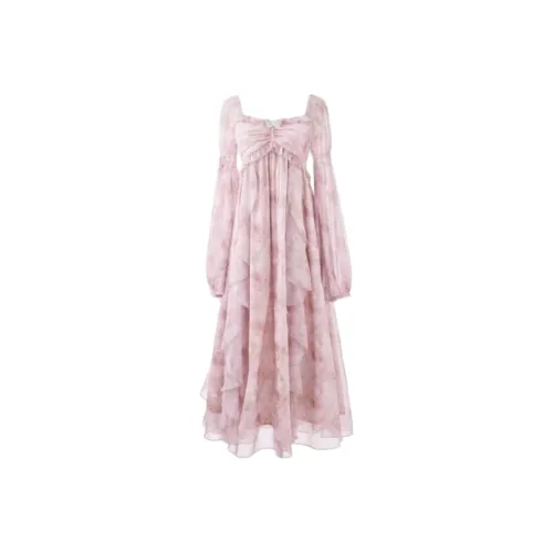 Flowers In Water Long Sleeved Dress Women's