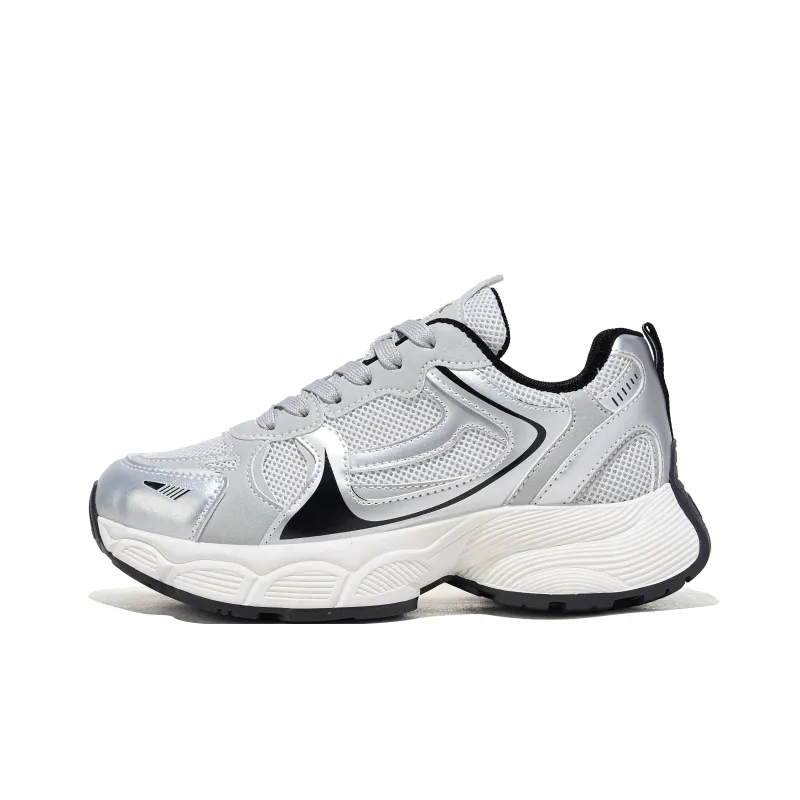 RENBEN Breathable Lightweight Height Increasing Low Top Chunky Sneakers Women's White-0