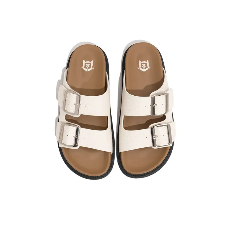 Old Meow Rubber Sole Stitching Leather Patchwork Slip Resistant Quick Dry Slide Slippers Women's-2