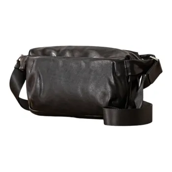 Back Step Genuine Leather, Top Grain Cow Leather Messenger Bag, Sling Bag, Shoulder Bag, Crossbody Bag Men's Black