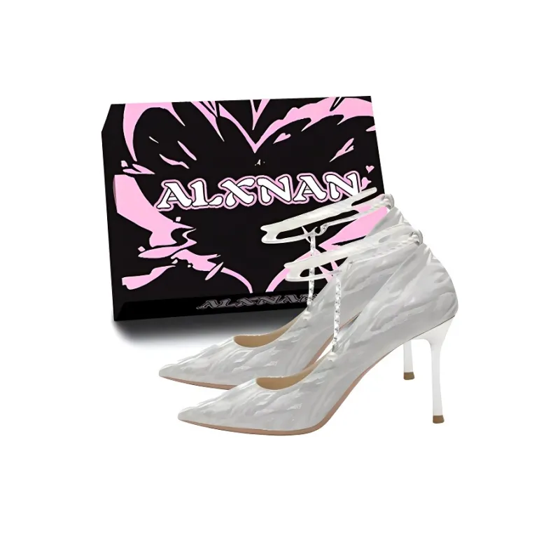 Alxnan Slim Heel High Heels Women's Silver-13
