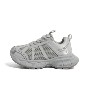 HUANQIU Anti Slip And Wear Resistant Height Increasing Low Top Chunky Sneakers Women's Gray