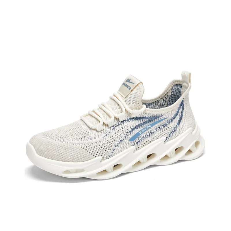 Warrior Cushioning, Slip Resistant, And Breathable Low Top Casual Shoes Men's Beige Light Blue-1