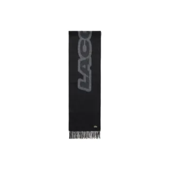 LACOSTE Polyester, Recycled Polyester Knit Scarves Men's Black