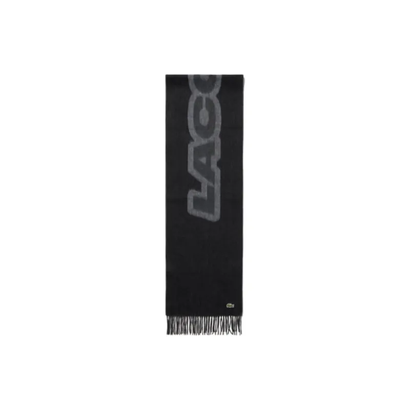 LACOSTE Polyester, Recycled Polyester Knit Scarves Men's Black-0