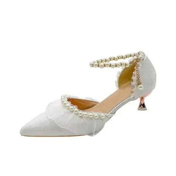 Dawei's House Slim Heel High Heels Women's Ecru
