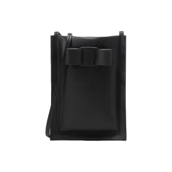FERRAGAMO Cow Leather Cell Phone Pouch Crossbody Bag Shoulder Bag Women's Black