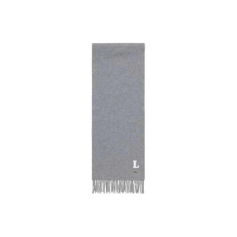 LACOSTE Polyester, Recycled Polyester Knit Scarves Men's Gray-0
