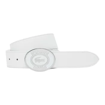 LACOSTE Cow Leather Belts Men's White Width 3.5CM