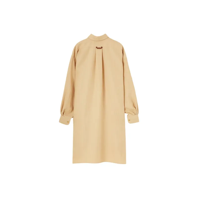 Loro Piana SS25 Long Sleeved Dress Women's Golden Sand Beach-1