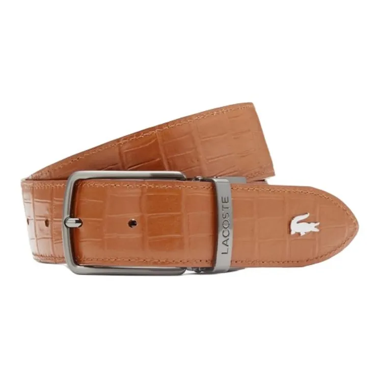 LACOSTE Cow Leather Belts Men's Brown Width 3.5CM-0
