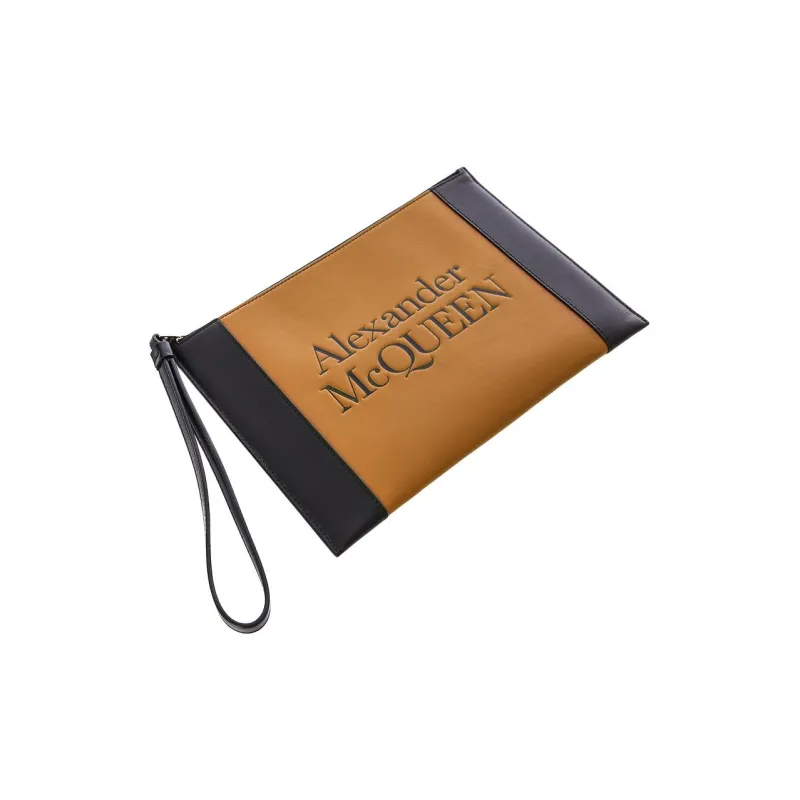 Alexander McQueen Calfskin Clutch Women's Black & Tan-2