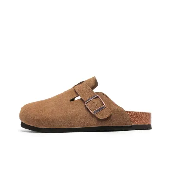 WEISHIBANGWEI Rubber Sole Slip Resistant Closed Toe Slippers Unisex Khaki