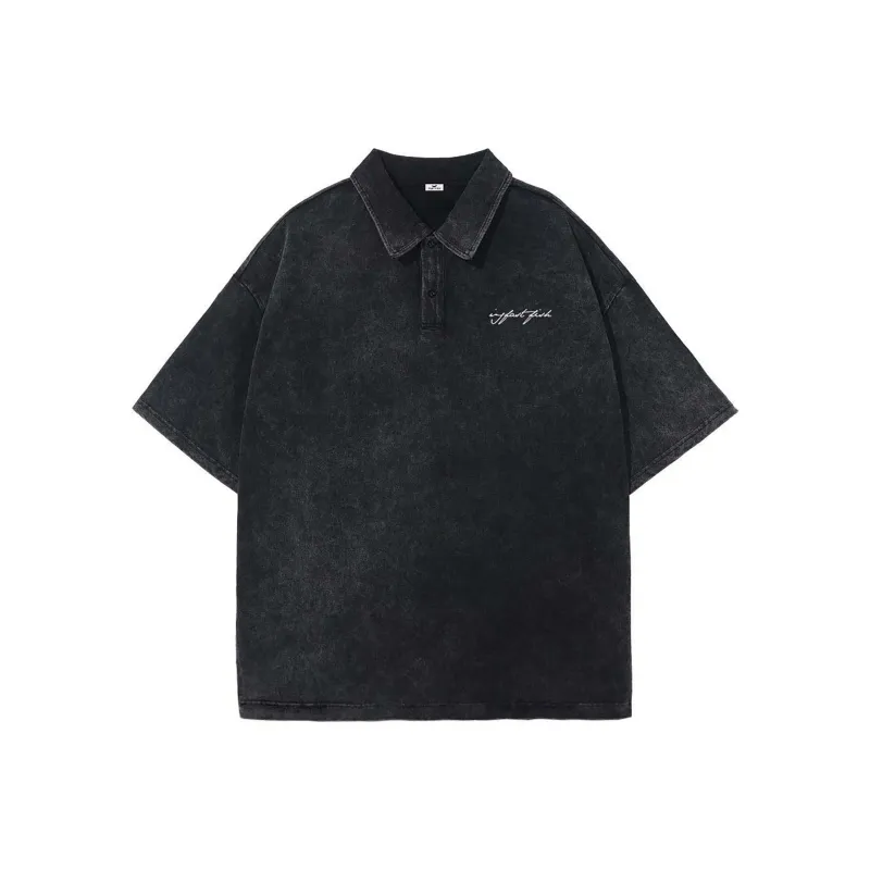 FASTFISH Polo Shirts Unisex Washed Black-0