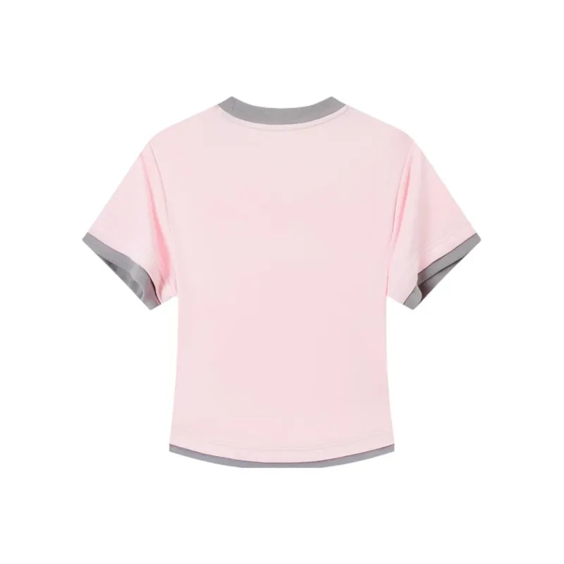 XTEP T Shirt Women's Ballet Pink/Ancient Cauldron Gray-1