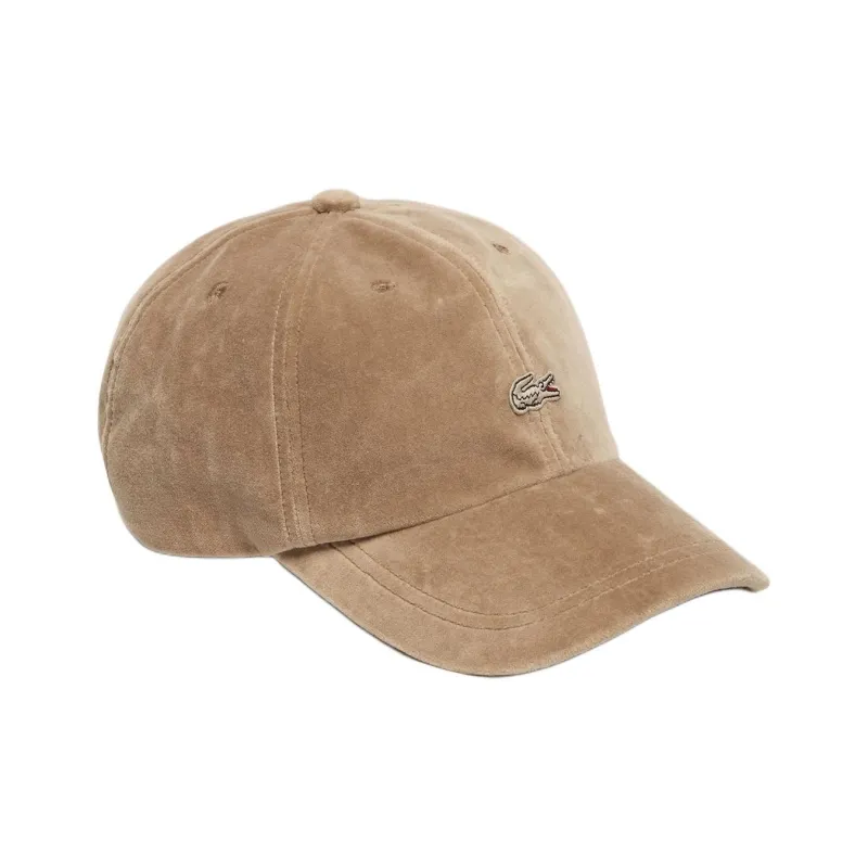 LACOSTE Cotton, Velvet Baseball Caps Women's Beige-2