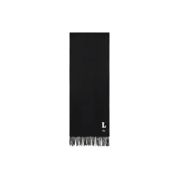 LACOSTE Polyester, Recycled Polyester Knit Scarves Men's Black