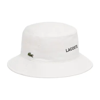 LACOSTE Cotton Twill Bucket Hats Men's White