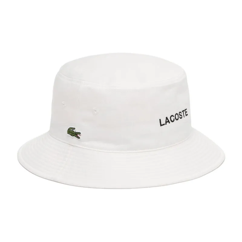 LACOSTE Cotton Twill Bucket Hats Men's White-0