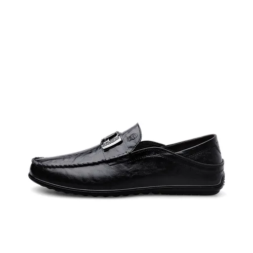 LAORENTOU Men's Casual Shoes Men Low Top Black/Brown