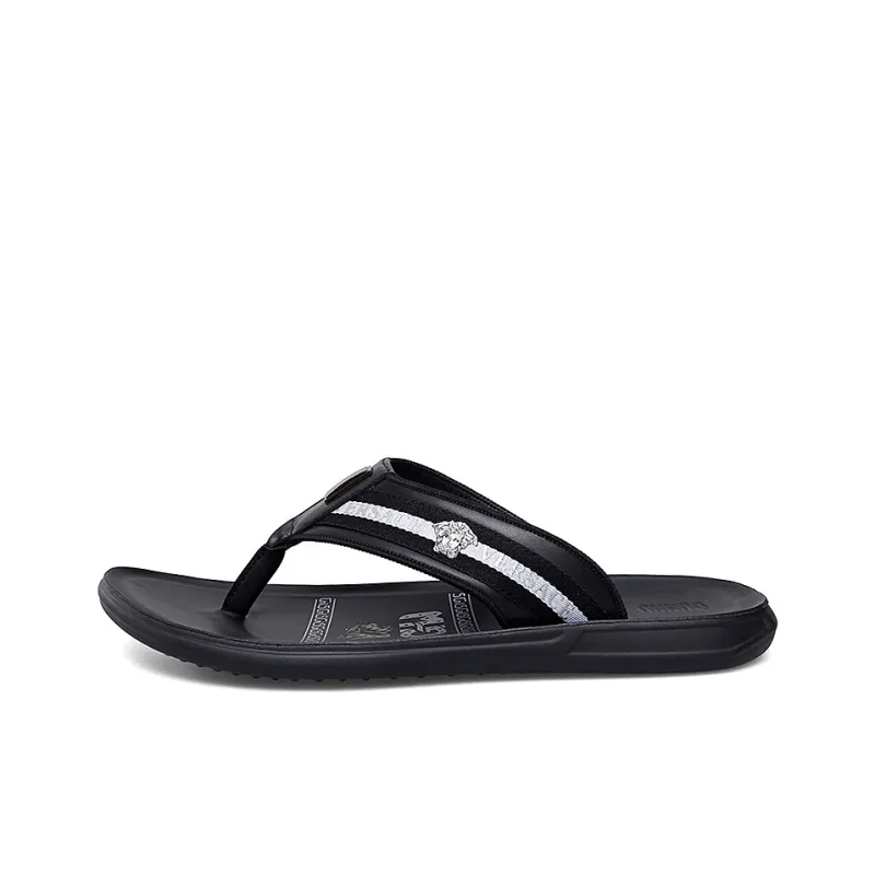 Dunnu Quiet Abrasion Resistant Flip Flops Men's Black-0