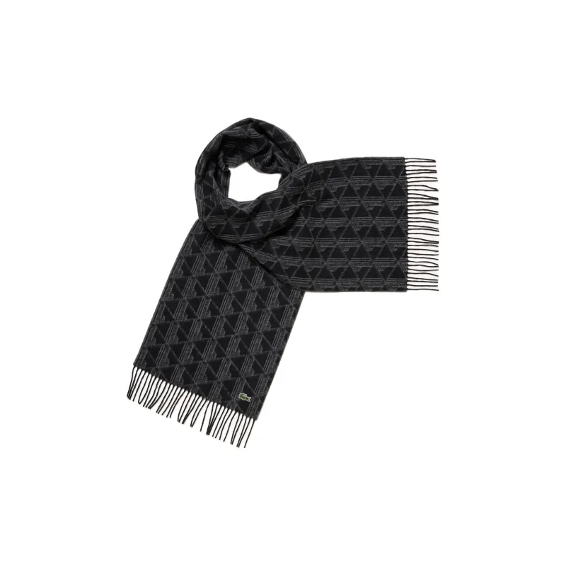 LACOSTE Polyester Knit Scarves Men's Gray-0
