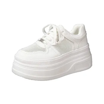 The Mystery Of Glamour Breathable Height Increase Low Top Skateboard Shoes Women's White