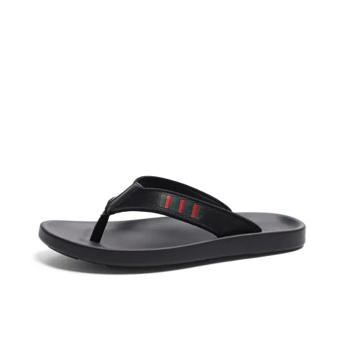 SHOUBA Rubber Sole Slip Resistant Quick Dry Flip Flops Men's Black