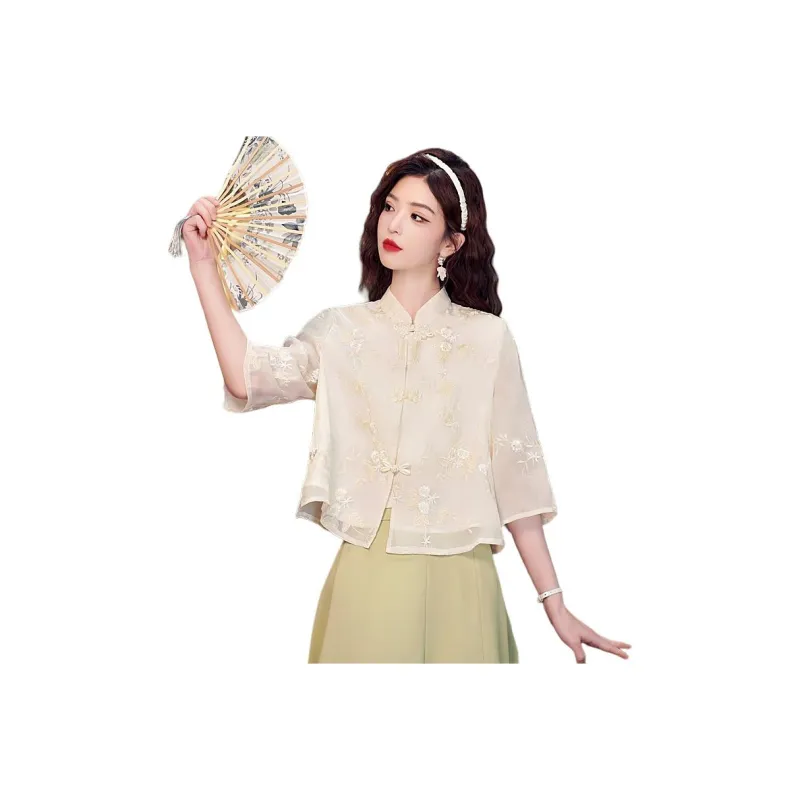 XIANSINIAO Shirts Women's Apricot-1