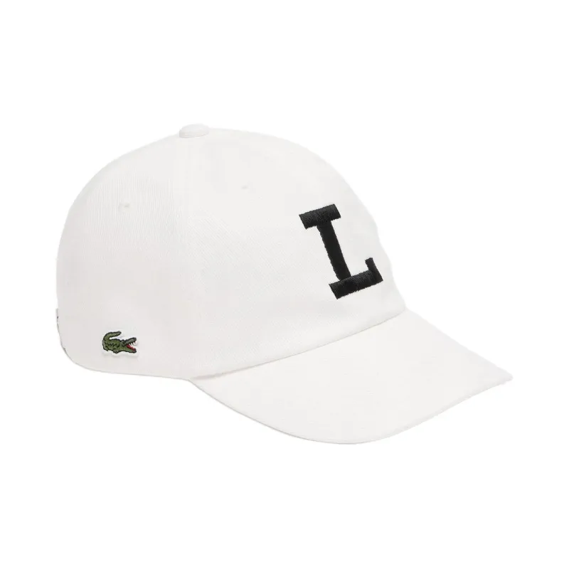 LACOSTE Twill, 100% Cotton Baseball Caps Men's White-1
