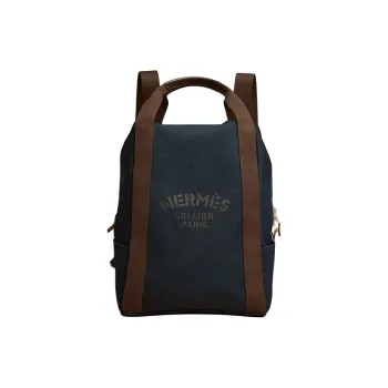 HERMES Groom Polyamide Backpack Unisex Marine Blue & Flame Blue