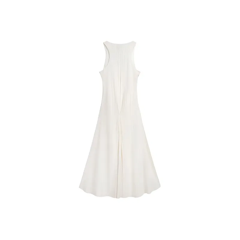 AHDO Sleeveless Dresses Women's White-1