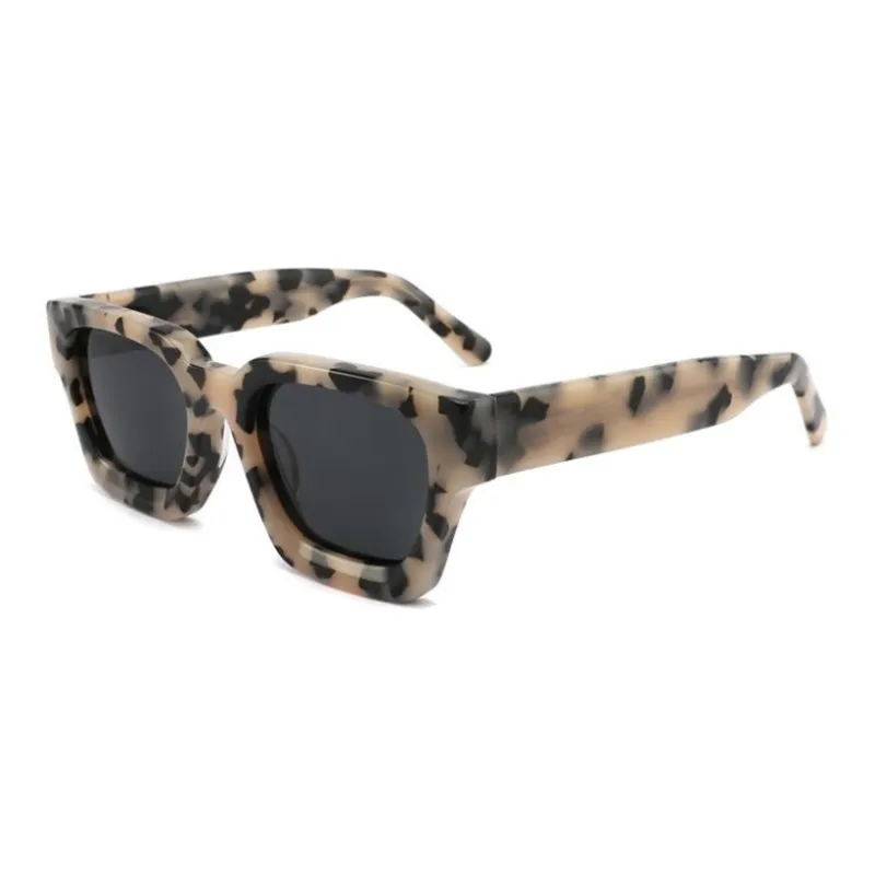 Thunder Pailong Plate Frame Square Sunglasses Unisex Black, White, Gray-10