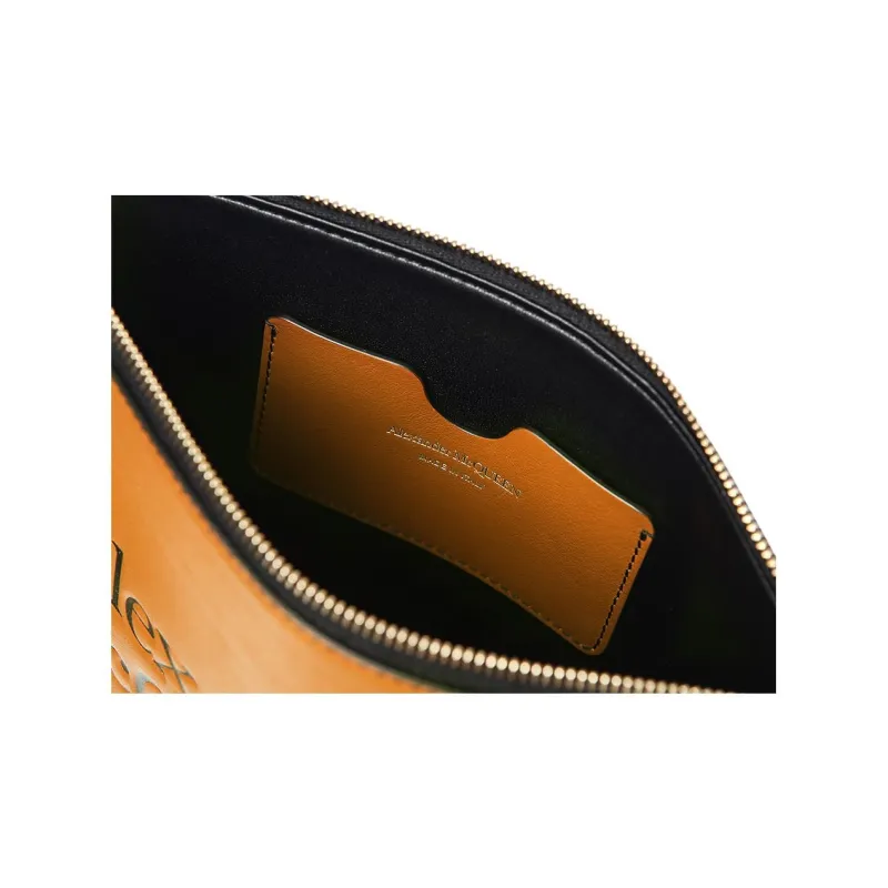 Alexander McQueen Calfskin Clutch Women's Black & Tan-4