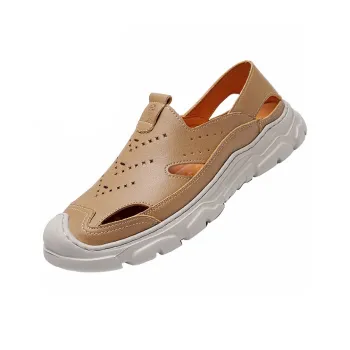 LAORENTOU Men's Casual Shoes Men Low Top Black, Khaki