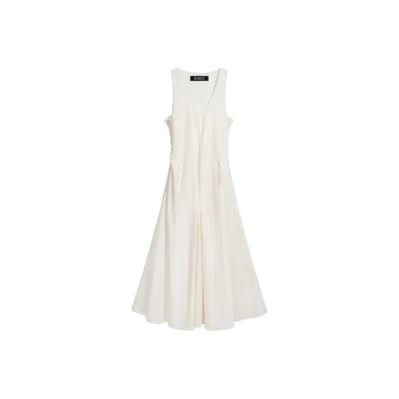 AHDO Sleeveless Dresses Women's White-0