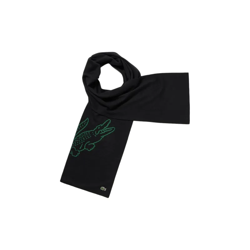 LACOSTE Wool, Acrylic Knit Scarves Men's Black-1