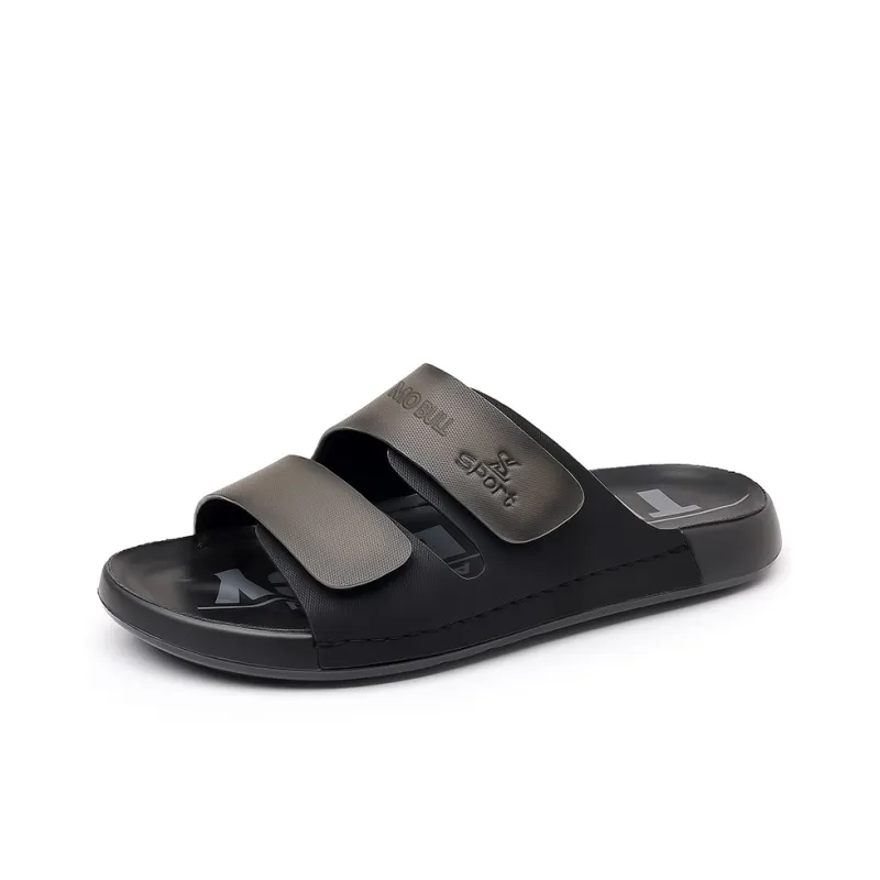 XIMO BULL Rubber Sole Stitching Leather Patchwork Odor Resistant Slide Slippers Men's-5