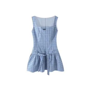DOSOHEB Slip Dresses Women's Blue