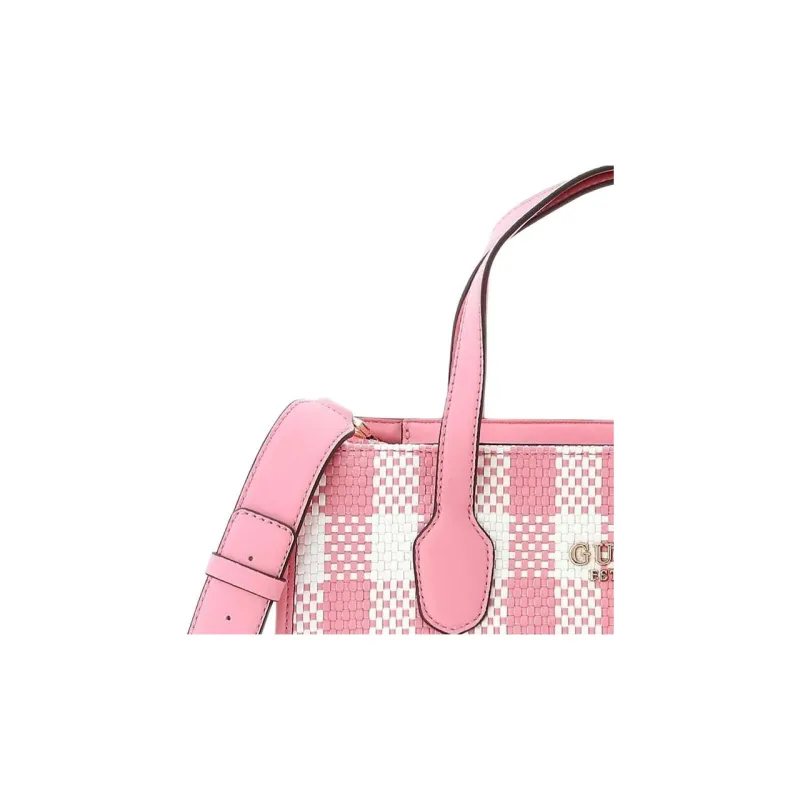GUESS Polyurethane Tote Bag Shopping Bag Shoulder Bag Crossbody Bag Handbag Women's Pink & White-2