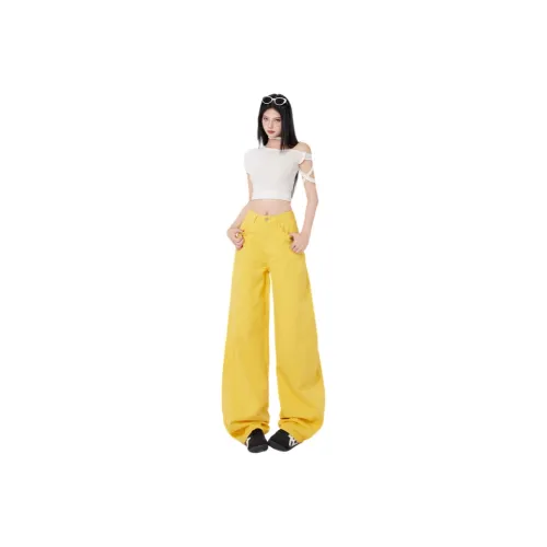HUICUIGE Jeans Women's Yellow