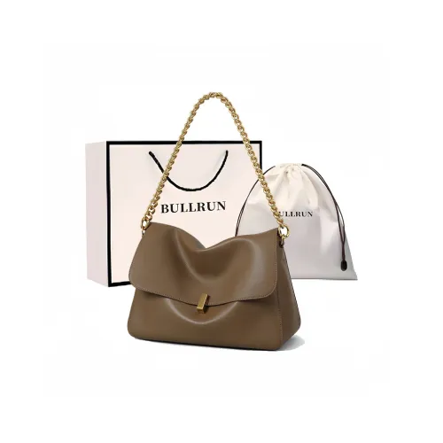 Bullrun Cow Leather Shoulder Bag Women's Khaki