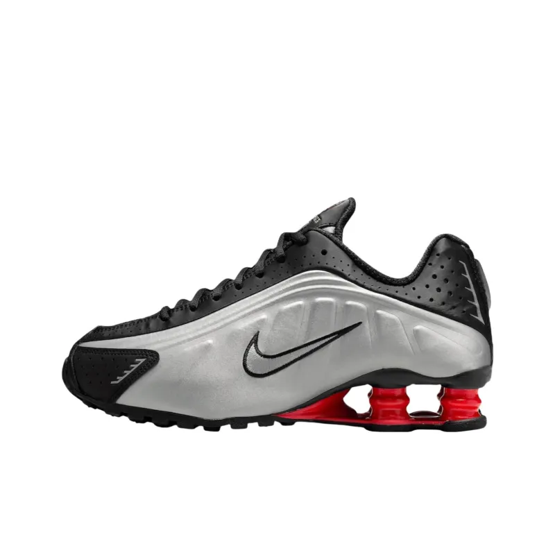 Nike Shox R4 Anti Slip Wear Resistant Low Top Casual Running Shoes Unisex Silver Black-0