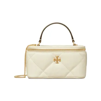 TORY BURCH Kira Leather One Shoulder Crossbody Portable Makeup Bag Women's Ecru