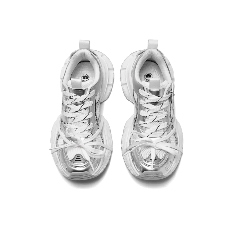 REPUSEN Slip Resistant, Abrasion Resistant, Breathable Low Top Chunky Sneakers Unisex Silver-2