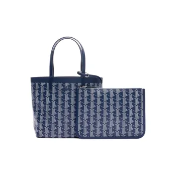 LACOSTE Cotton Tote Bag, Shopping Bag, Handbag Small Size Women's Marine Blue