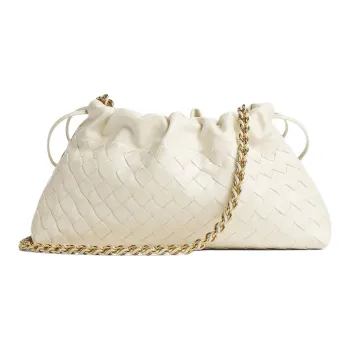 Bottega Veneta Dustbag Calfskin Shoulder Bag Women's Sea Salt Color