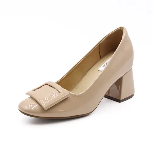 Varib Chunky Heel High Heels 9CM Women's Nude