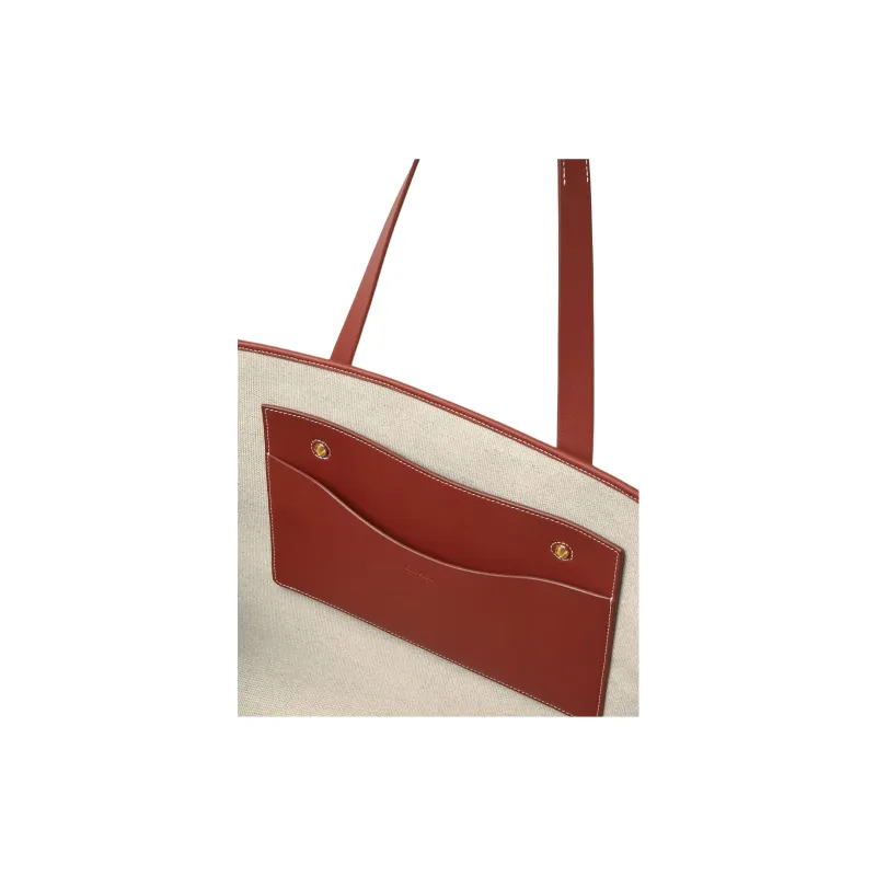 Loro Piana Cotton Tote Bag, Shopping Bag, Handbag Women's Beige-3