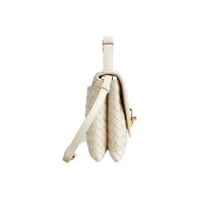 Bottega Veneta Intrecciato Lambskin One Shoulder Handbag Women's Sea Salt Color-1